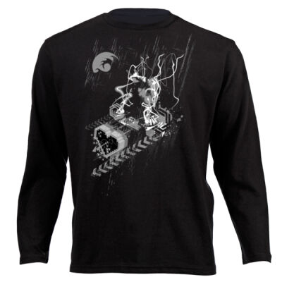 Dj T-shirt by 2COOLDESIGN CLOTHING Black and white version2 - Junior Long-sleeve T-shirt Thumbnail