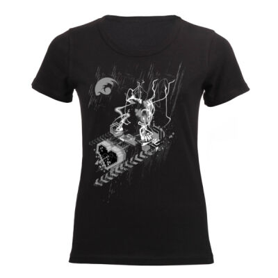 Dj T-shirt by 2COOLDESIGN CLOTHING Black and white version2 - Ladies Short-sleeve T-shirt  Thumbnail