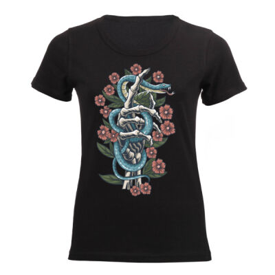 TATTOO DESIGN T-SHIRT WITH ROSES SNAKE AND SKELETON 01 Thumbnail