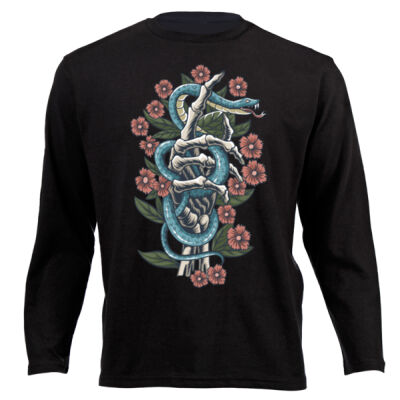 TATTOO DESIGN T-SHIRT WITH ROSES SNAKE AND SKELETON 01 Thumbnail
