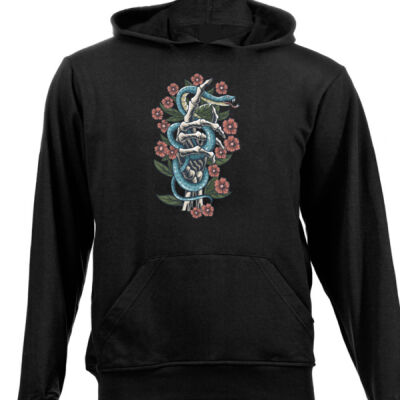TATTOO DESIGN T-SHIRT WITH ROSES SNAKE AND SKELETON 01 Thumbnail
